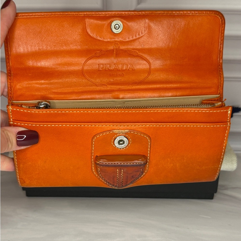 Prada City Calf Leather Long Wallet | Aragošta Brown | Full Inclusion - Picture 7 of 12
